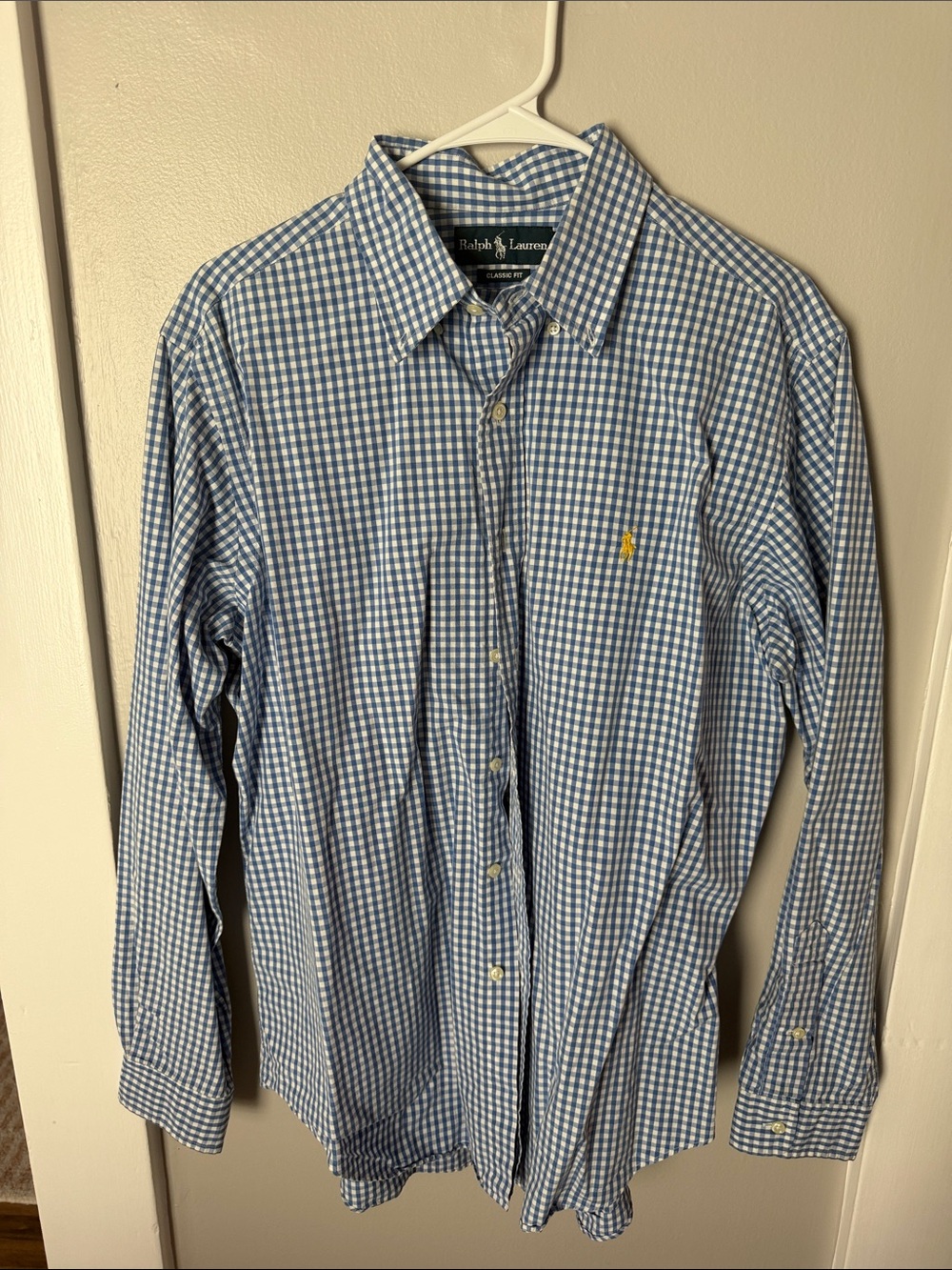 Ralph Lauren Blue and White Gingham Button-Down Shirt
